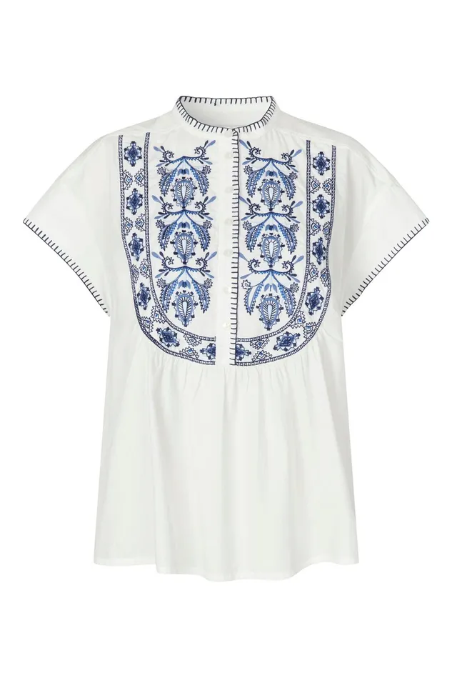 Women Lollys Laundry Blouses Tshirts MollyLL Top SS White