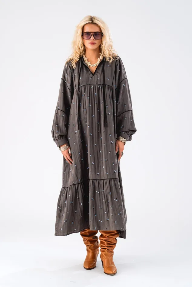 Women Lollys Laundry Dresses LatourLL Maxi Dress LS Grey