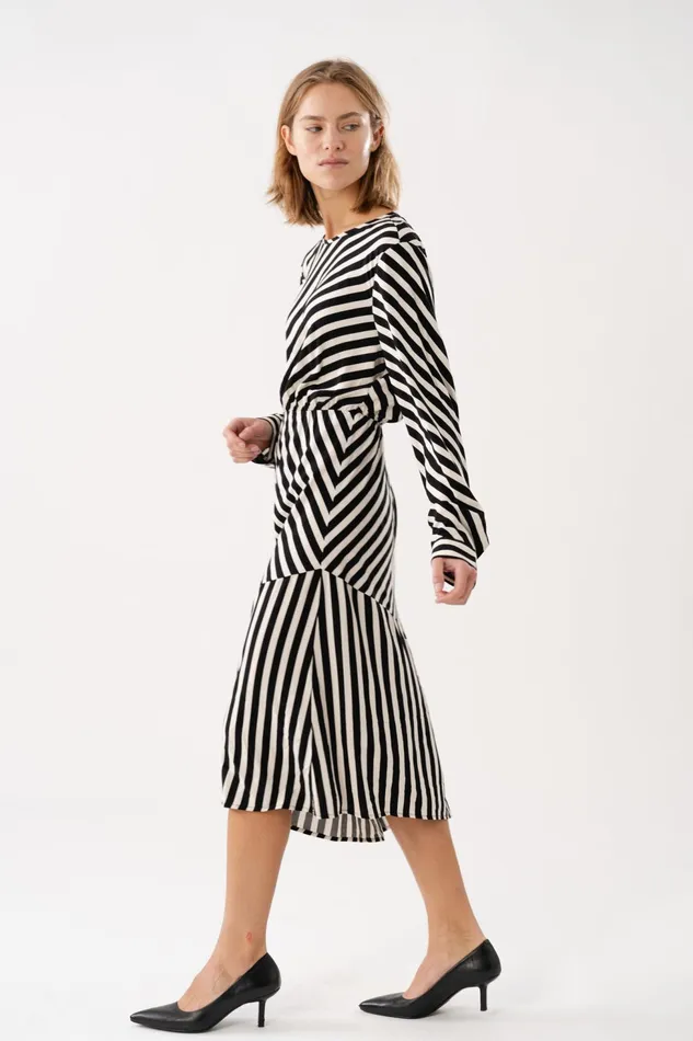 Women Lollys Laundry Dresses RigaLL Midi Dress LS Stripe