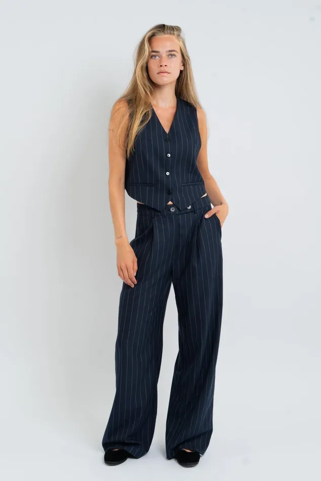Women Lollys Laundry Gilets TorinoLL Vest SL Dark Navy