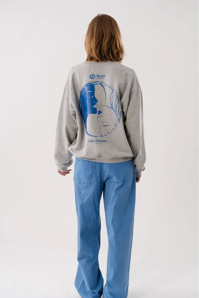 Women Lollys Laundry Knitwear California Logo Sweat Plan International Grey Melange