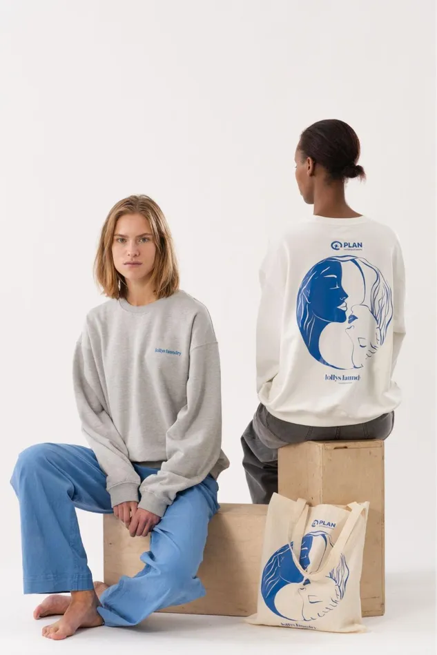 Women Lollys Laundry Knitwear California Logo Sweat Plan International Grey Melange