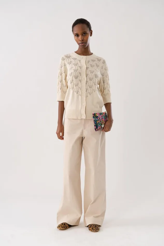Women Lollys Laundry Knitwear MalaLL Cardigan SS Creme