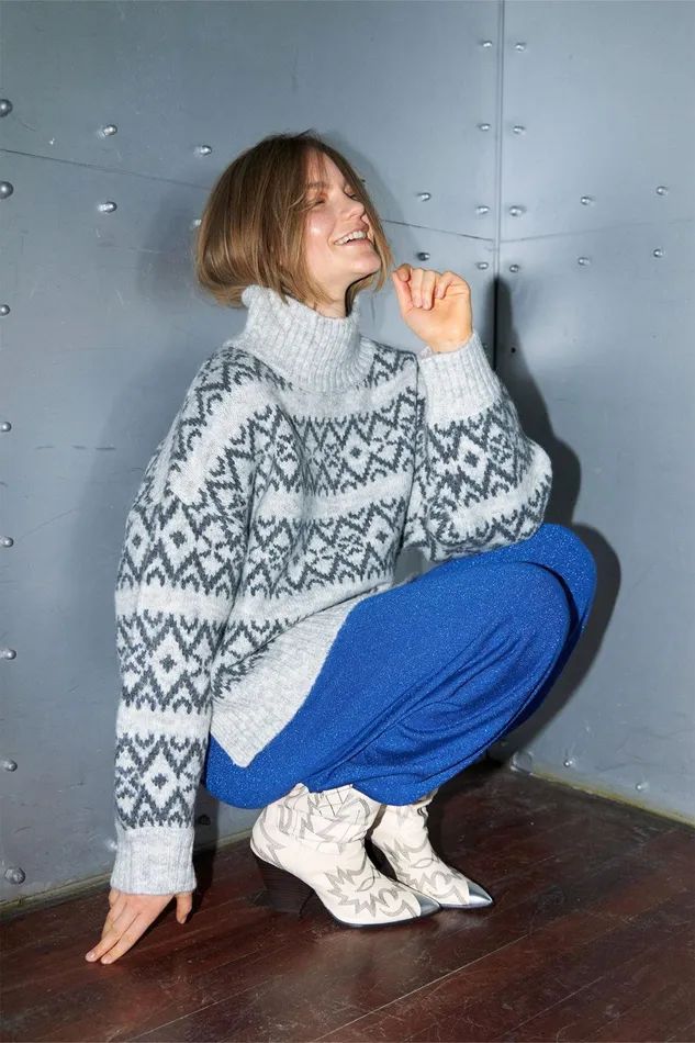 Women Lollys Laundry Knitwear Mille Knit Light Grey