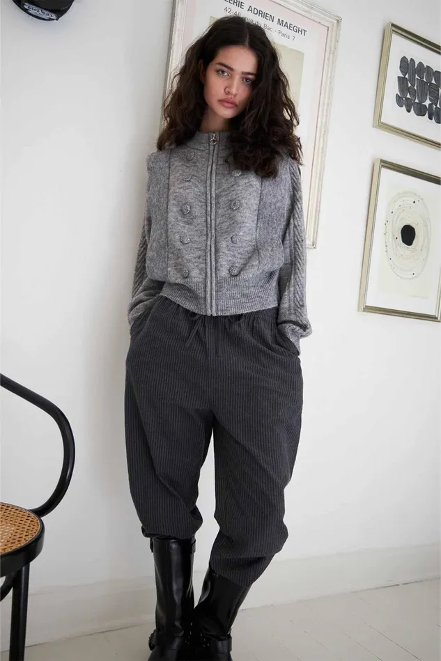 Women Lollys Laundry Knitwear NoviaLL Cardigan LS Light Grey Melange