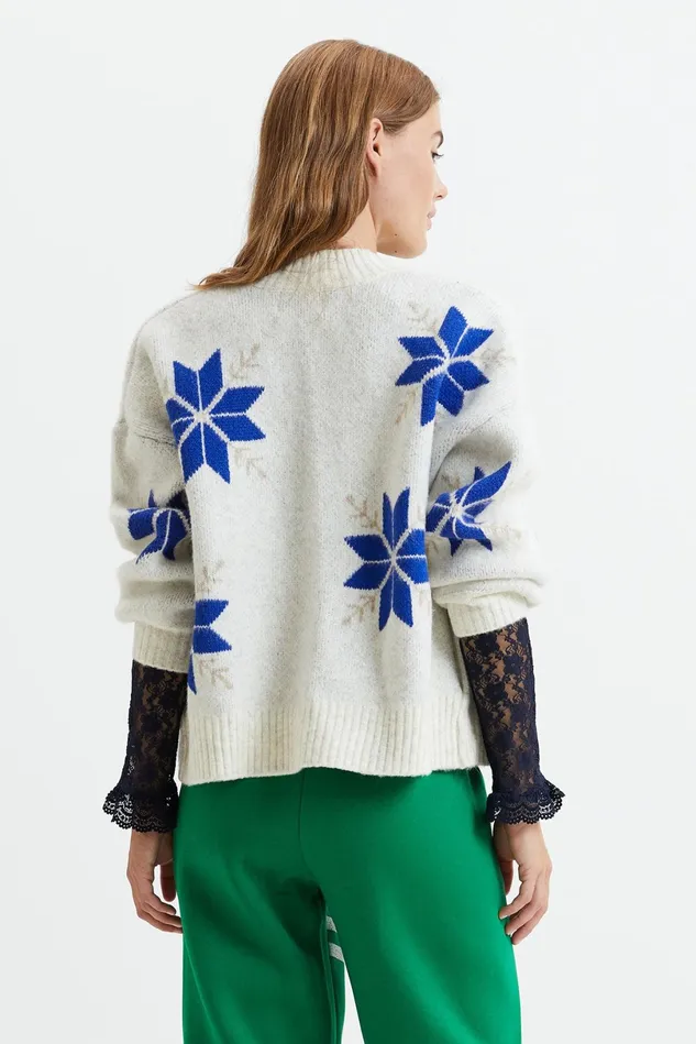 Women Lollys Laundry Knitwear Paisley Cardigan Neon Blue