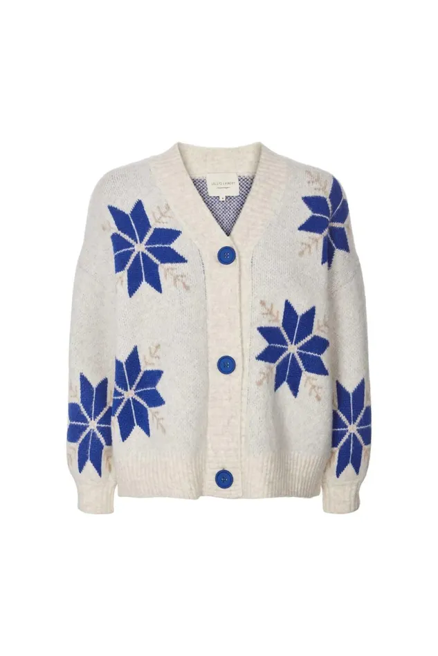 Women Lollys Laundry Knitwear Paisley Cardigan Neon Blue