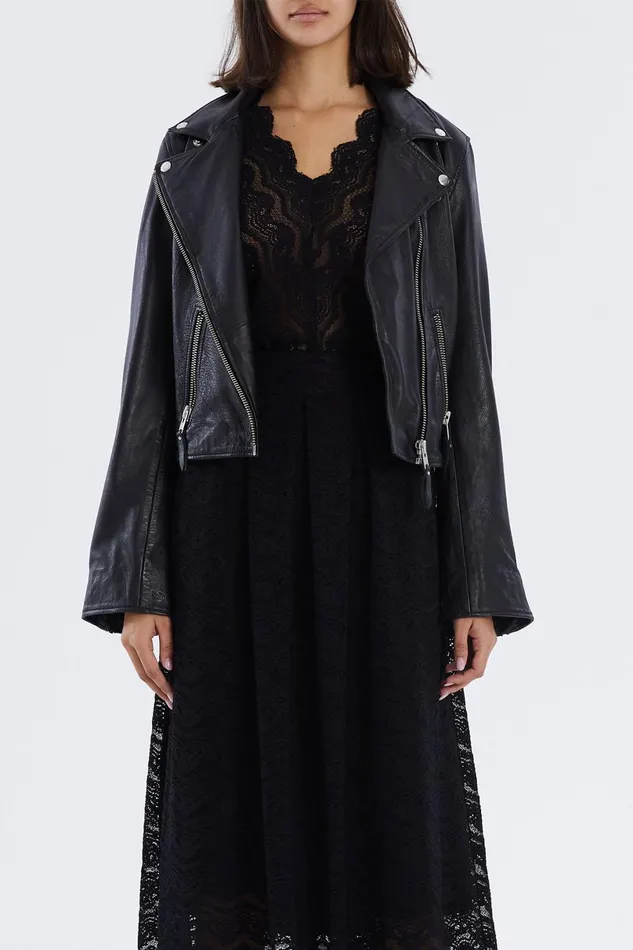 Women Lollys Laundry Leather Madison Jacket Silver
