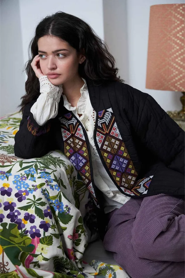 Women Lollys Laundry Quilt IndraLL Jacket LS Washed Black