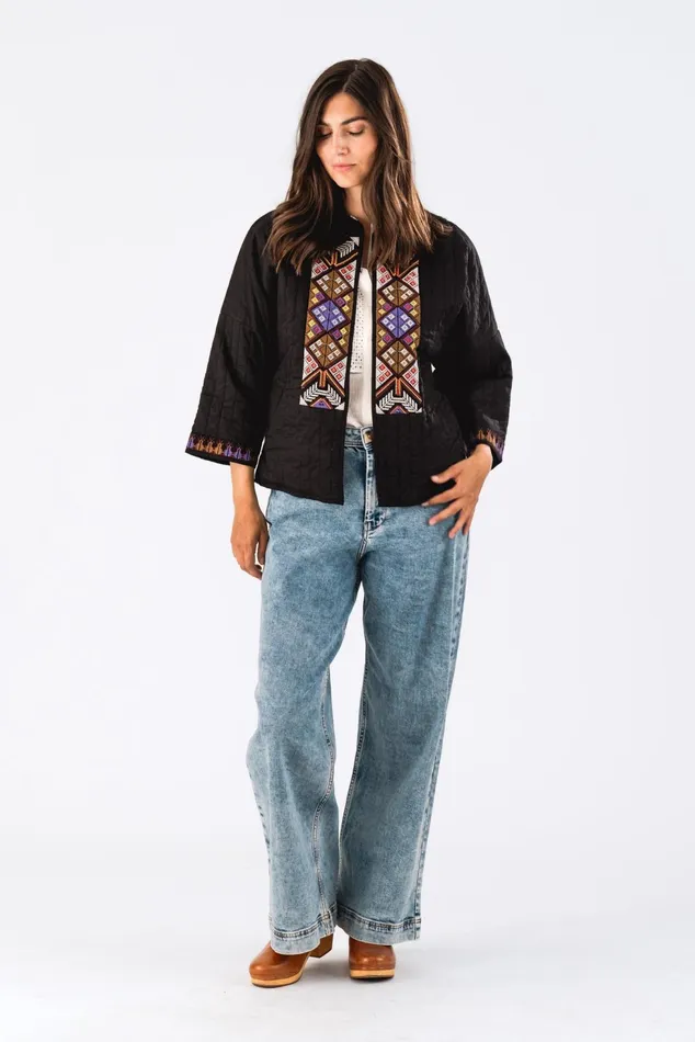 Women Lollys Laundry Quilt IndraLL Jacket LS Washed Black