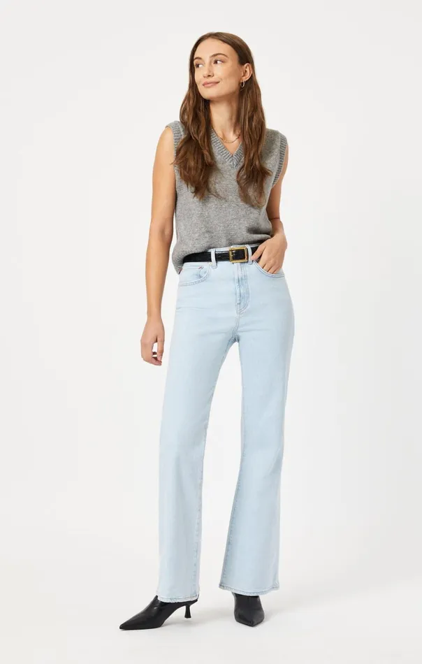 Women Los Angeles Flare In Bleached Recycled Blue Mavi Jeans Denim