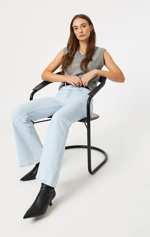 Women Los Angeles Flare In Bleached Recycled Blue Mavi Jeans Denim