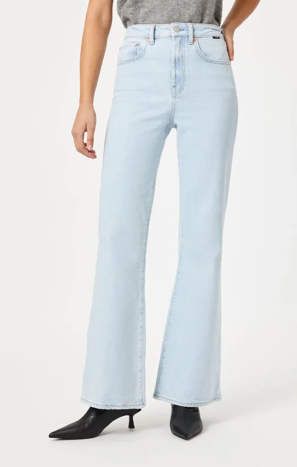 Women Los Angeles Flare In Bleached Recycled Blue Mavi Jeans Denim