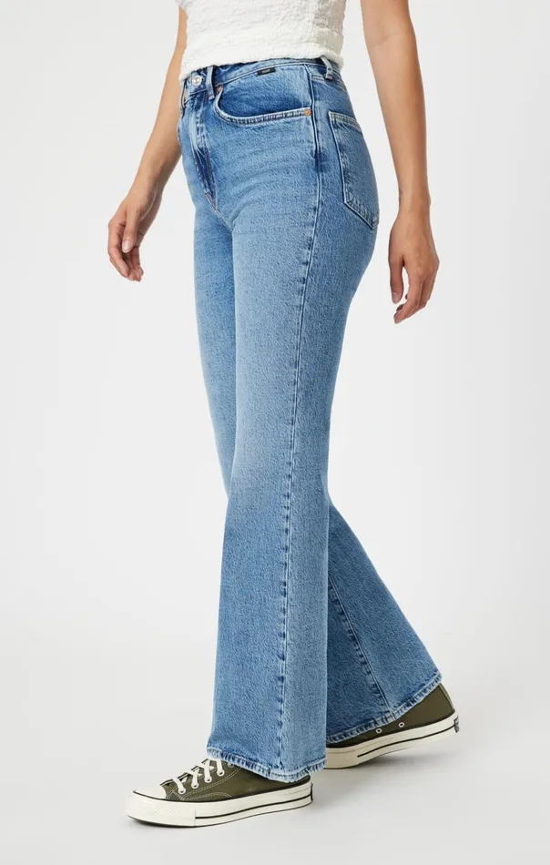 Women Los Angeles Flare In Light Indigo Recycled Blue Mavi Jeans Denim Women Los Angeles Flare In Light Indigo Recycled Blue Mavi Jeans Denim
