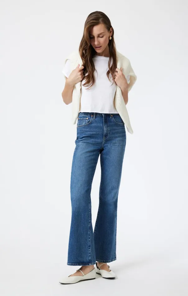 Women Los Angeles Flare In Mid Brushed Classic Blue Mavi Jeans Denim