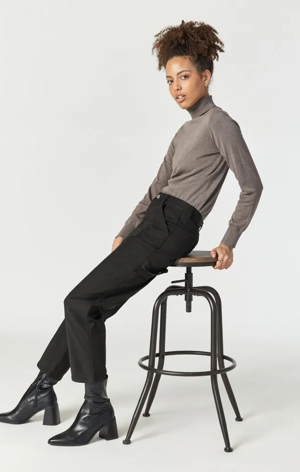 Women Luisa Straight Leg In Black Luxe Twill Mavi Jeans Pants