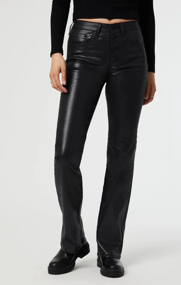 Women Maria Button Up Flare In Black Jeather Mavi Jeans Pants