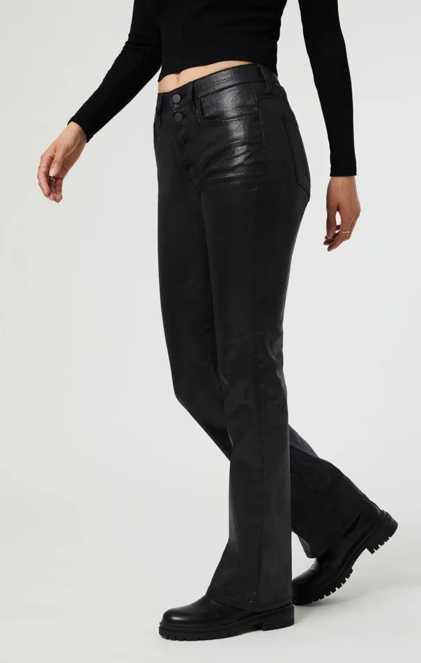 Women Maria Button Up Flare In Black Jeather Mavi Jeans Pants