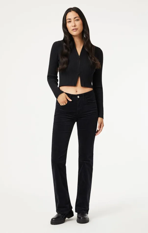 Women Maria Flare In Black Velvet Mavi Jeans Pants