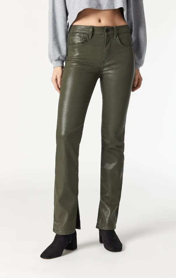 Women Maria Slit Hem Flare In Khaki Jeather Mavi Jeans Pants Women Maria Slit Hem Flare In Khaki Jeather Mavi Jeans Pants