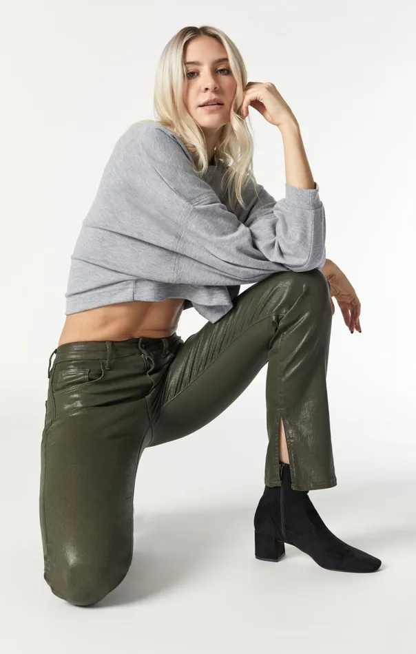 Women Maria Slit Hem Flare In Khaki Jeather Mavi Jeans Pants Women Maria Slit Hem Flare In Khaki Jeather Mavi Jeans Pants