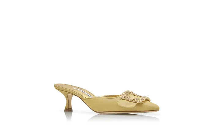 Women Maysale Manolo Blahnik MAYSALE CRYSTAL Gold Grosgrain Crystal Buckle Mules Women Maysale Manolo Blahnik MAYSALE CRYSTAL Gold Grosgrain Crystal Buckle Mules