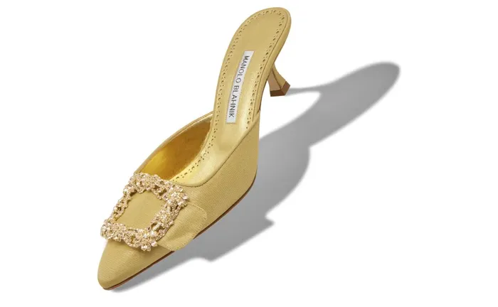 Women Maysale Manolo Blahnik MAYSALE CRYSTAL Gold Grosgrain Crystal Buckle Mules Women Maysale Manolo Blahnik MAYSALE CRYSTAL Gold Grosgrain Crystal Buckle Mules