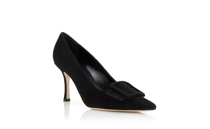 Women Maysale Manolo Blahnik MAYSALEPUMP 90 Jet Black Suede Buckle Detail Pumps Women Maysale Manolo Blahnik MAYSALEPUMP 90 Jet Black Suede Buckle Detail Pumps