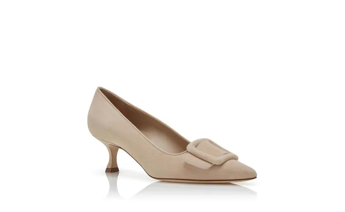 Women Maysale Manolo Blahnik MAYSALEPUMP Light Beige Suede Buckle Detail Pumps Women Maysale Manolo Blahnik MAYSALEPUMP Light Beige Suede Buckle Detail Pumps