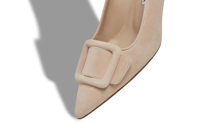Women Maysale Manolo Blahnik MAYSALEPUMP Light Beige Suede Buckle Detail Pumps Women Maysale Manolo Blahnik MAYSALEPUMP Light Beige Suede Buckle Detail Pumps