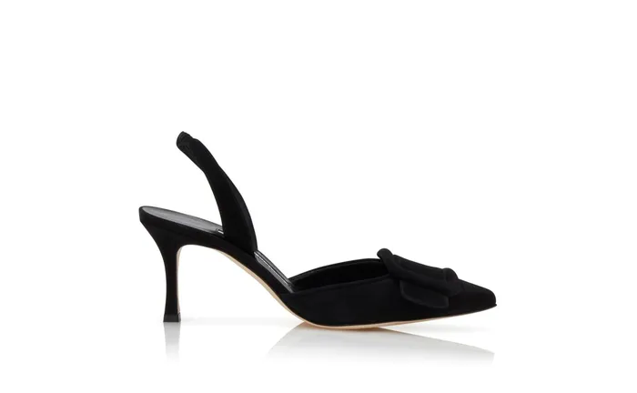 Women Maysale Manolo Blahnik MAYSLI Black Suede Slingback Pumps Women Maysale Manolo Blahnik MAYSLI Black Suede Slingback Pumps