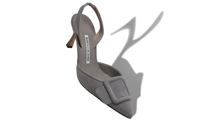 Women Maysale Manolo Blahnik MAYSLI Grey Suede Slingback Pumps Women Maysale Manolo Blahnik MAYSLI Grey Suede Slingback Pumps