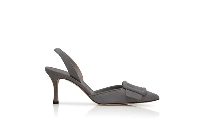 Women Maysale Manolo Blahnik MAYSLI Grey Suede Slingback Pumps Women Maysale Manolo Blahnik MAYSLI Grey Suede Slingback Pumps