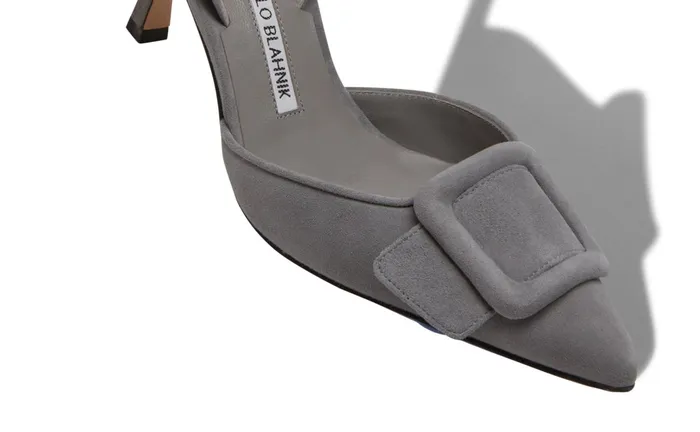 Women Maysale Manolo Blahnik MAYSLI Grey Suede Slingback Pumps Women Maysale Manolo Blahnik MAYSLI Grey Suede Slingback Pumps