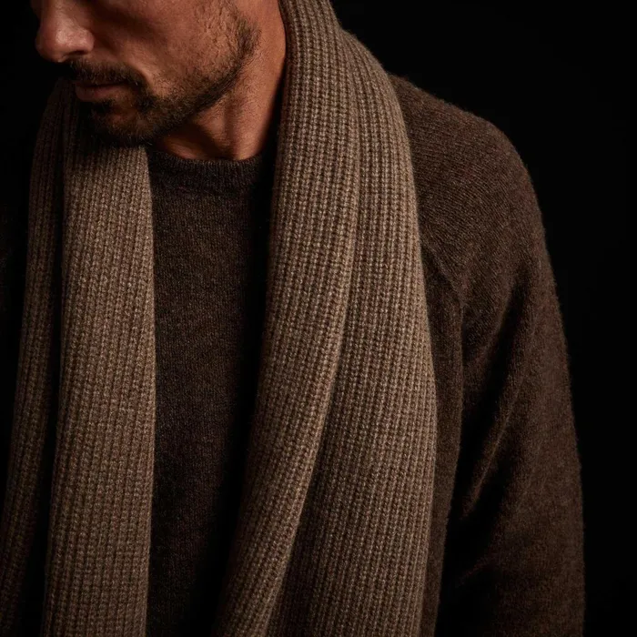 WomenMen Scarves James Perse Thermal Cashmere Scarf Brown Stone