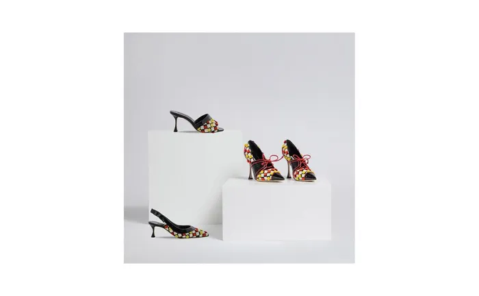 Women Mid Heels Manolo Blahnik TONATAMU Monochrome Snakeskin Checkerboard Mules Women Mid Heels Manolo Blahnik TONATAMU Monochrome Snakeskin Checkerboard Mules
