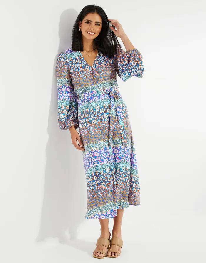 Women Multi Satin Leopard Print Midi Dress Multi Threadbare Dresses