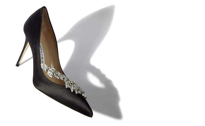 Women Nadira Manolo Blahnik NADIRA Black Satin Jewel Buckle Pumps Women Nadira Manolo Blahnik NADIRA Black Satin Jewel Buckle Pumps