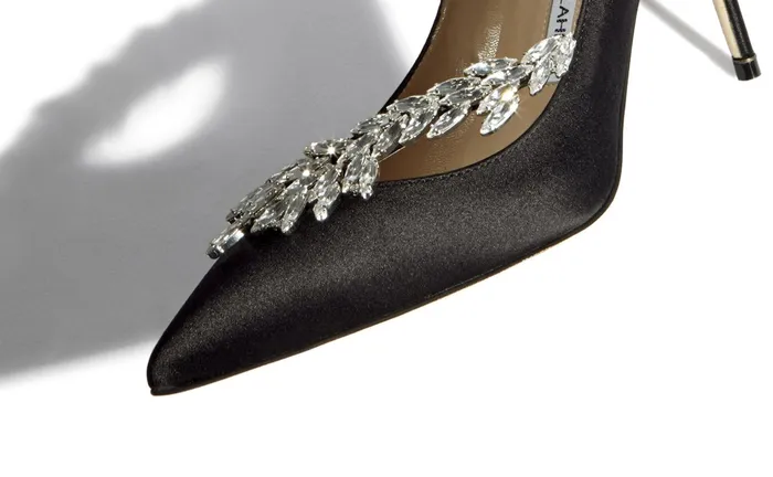 Women Nadira Manolo Blahnik NADIRA Black Satin Jewel Buckle Pumps Women Nadira Manolo Blahnik NADIRA Black Satin Jewel Buckle Pumps