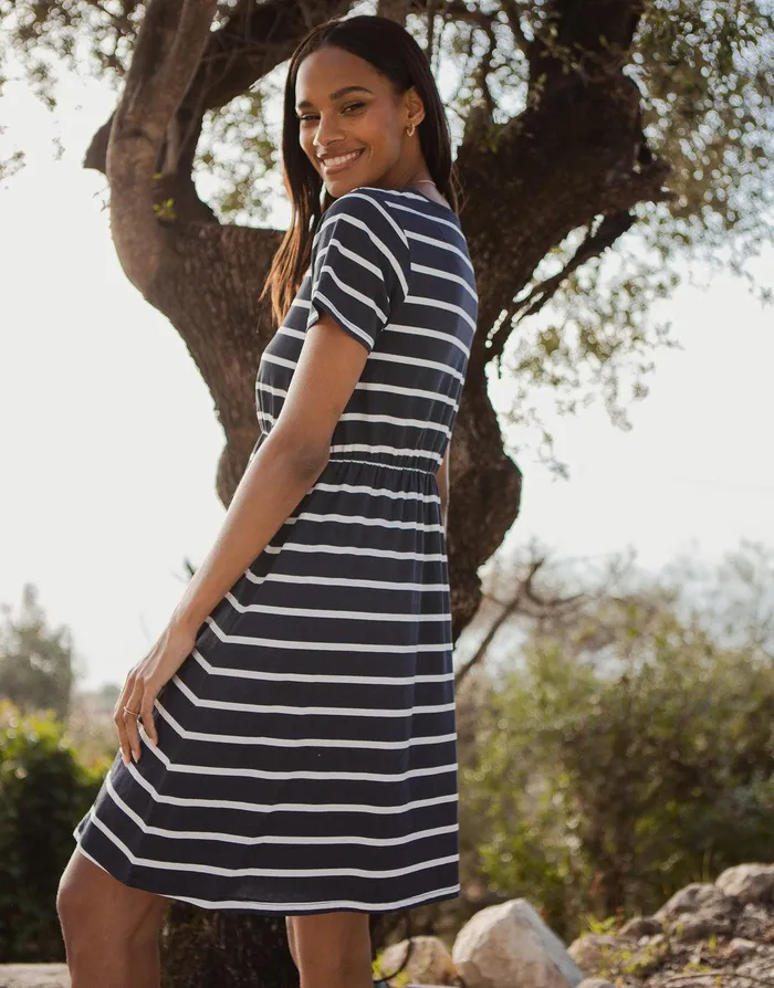 Women Navy Stripe Jersey Smock Dress With Pockets Navy Threadbare Dresses Women Navy Stripe Jersey Smock Dress With Pockets Navy Threadbare Dresses