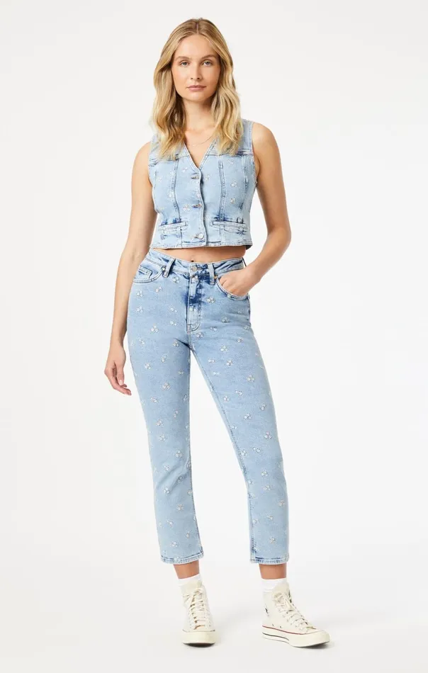 Women New York Straight Leg In Light Blue Bloom Mavi Jeans Denim