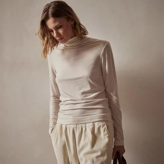 Women Novelty Tops James Perse Tencel Cashmere Turtleneck Canvas