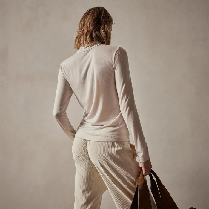 Women Novelty Tops James Perse Tencel Cashmere Turtleneck Canvas