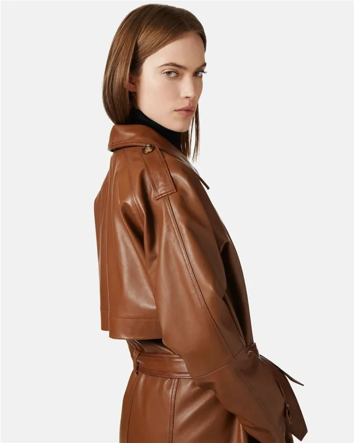 Women OUTERWEAR Iceberg Long Leather Coat Women OUTERWEAR Iceberg Long Leather Coat