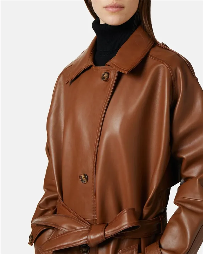 Women OUTERWEAR Iceberg Long Leather Coat Women OUTERWEAR Iceberg Long Leather Coat