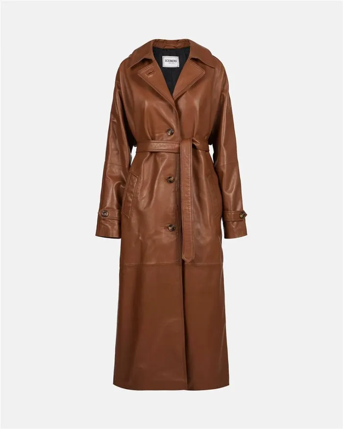 Women OUTERWEAR Iceberg Long Leather Coat Women OUTERWEAR Iceberg Long Leather Coat