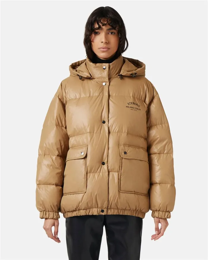 Women OUTERWEAR Iceberg Short Down Jacket With Real Down Hood