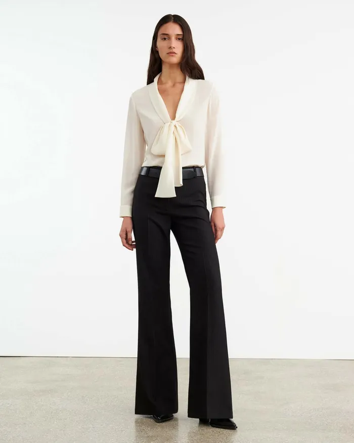 Women Pants and Shorts Nili Lotan EFFY PANT Black Pinstripe