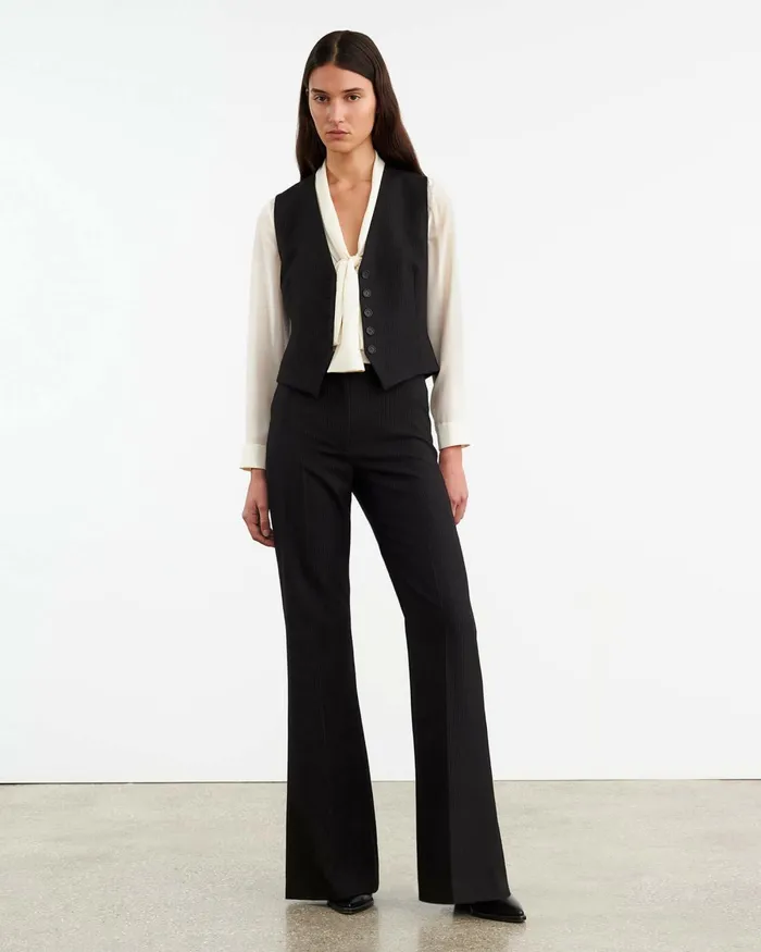 Women Pants and Shorts Nili Lotan EFFY PANT Black Pinstripe
