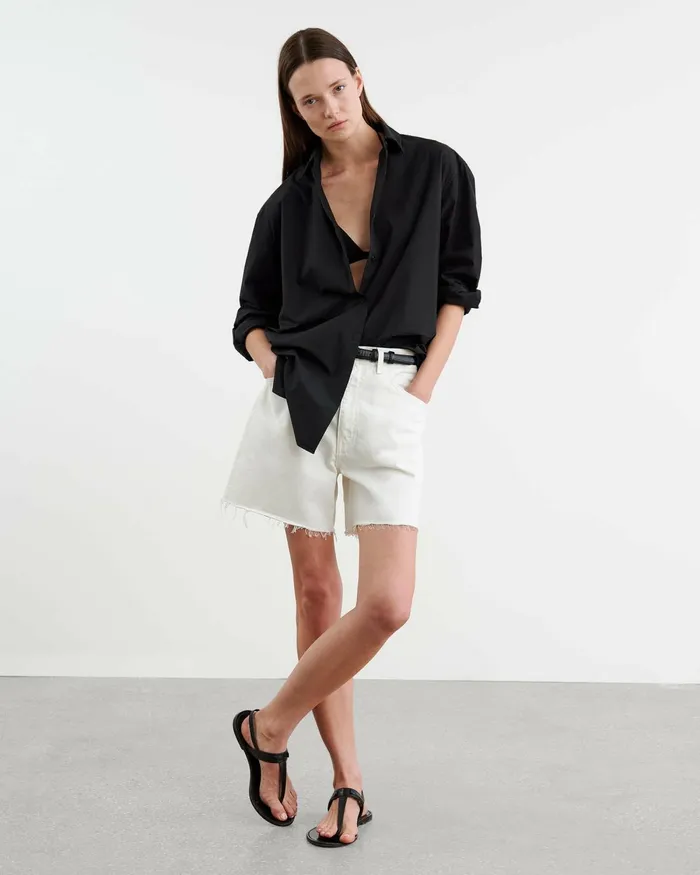 Women Pants and Shorts Nili Lotan RUSSEL DENIM SHORT Cream